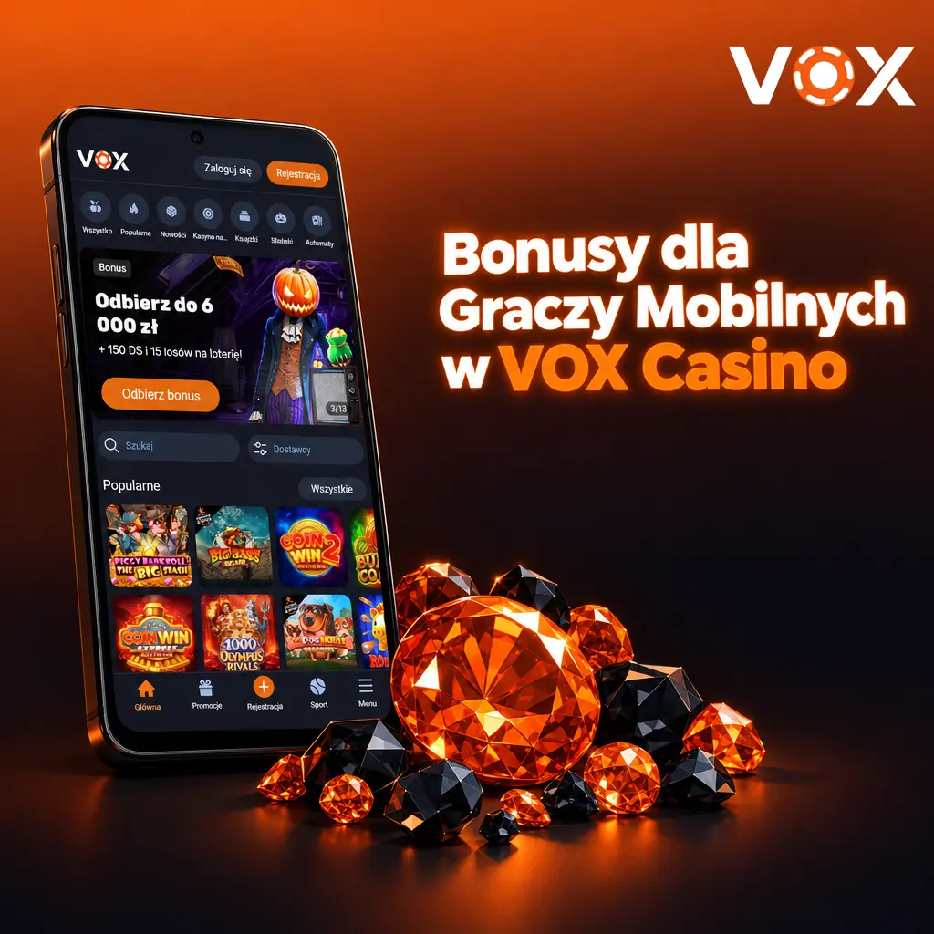Bonusy mobilne VOX Casino: do 10 000 PLN, 600 darmowych spinów, cashback i promocje depozytowe