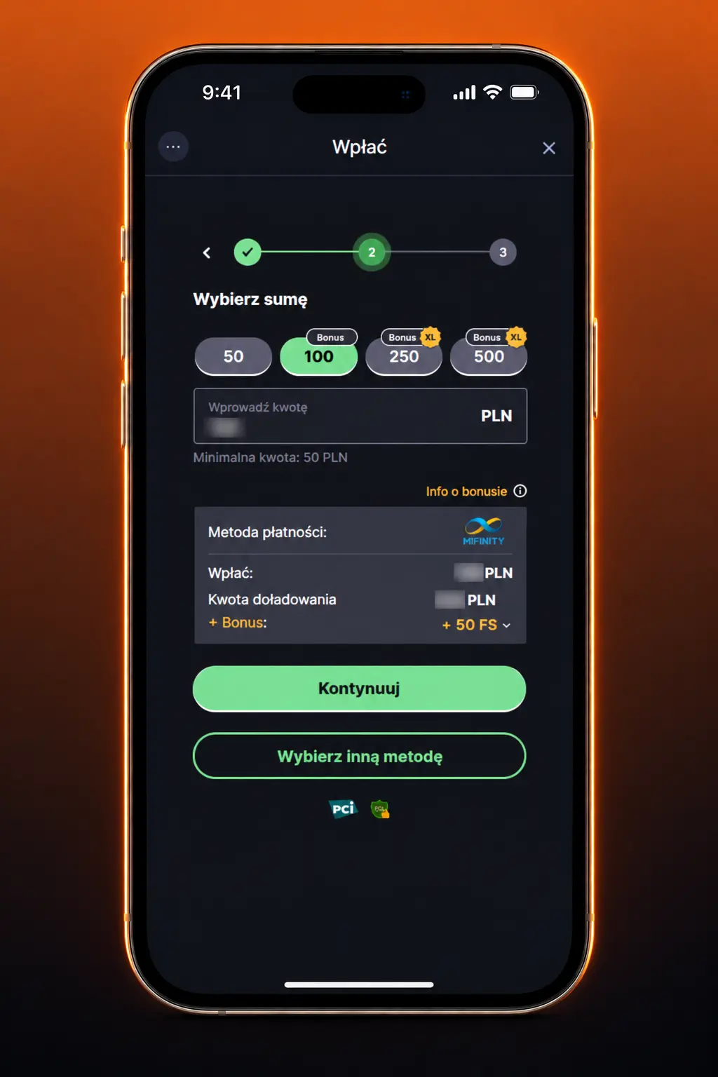 Kroki obstawiania zakładu w aplikacji VOX Casino na smartfonie z widocznym kuponem