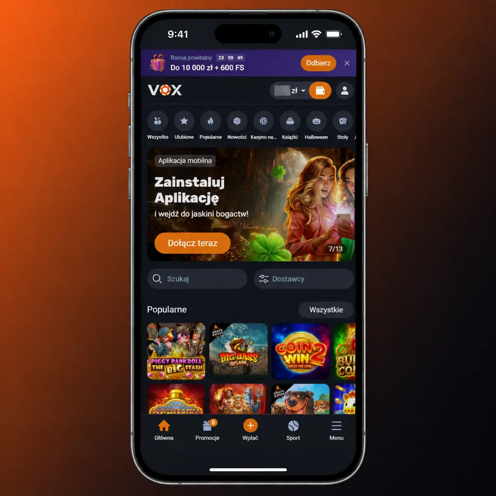 Kroki wpłaty depozytu w aplikacji VOX Casino – BLIK, Visa, Mastercard lub kryptowaluty od 20 PLN