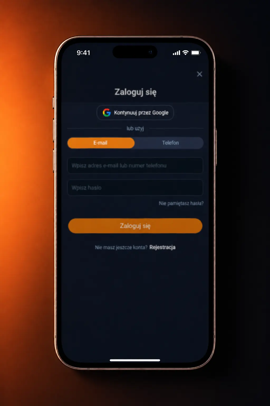 Kroki logowania do aplikacji VOX Casino na urządzeniu mobilnym