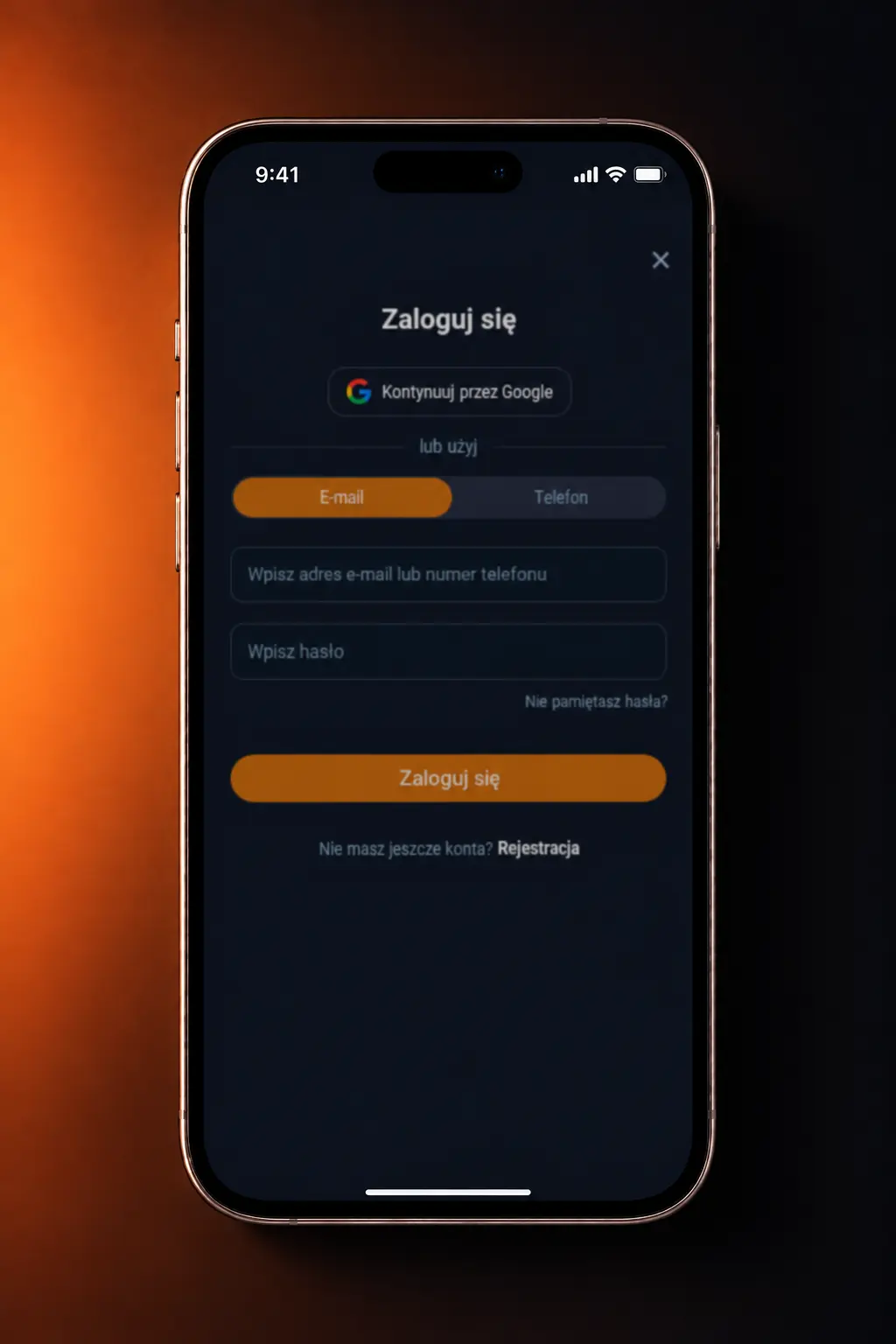 Kroki logowania do aplikacji VOX Casino na urządzeniu mobilnym
