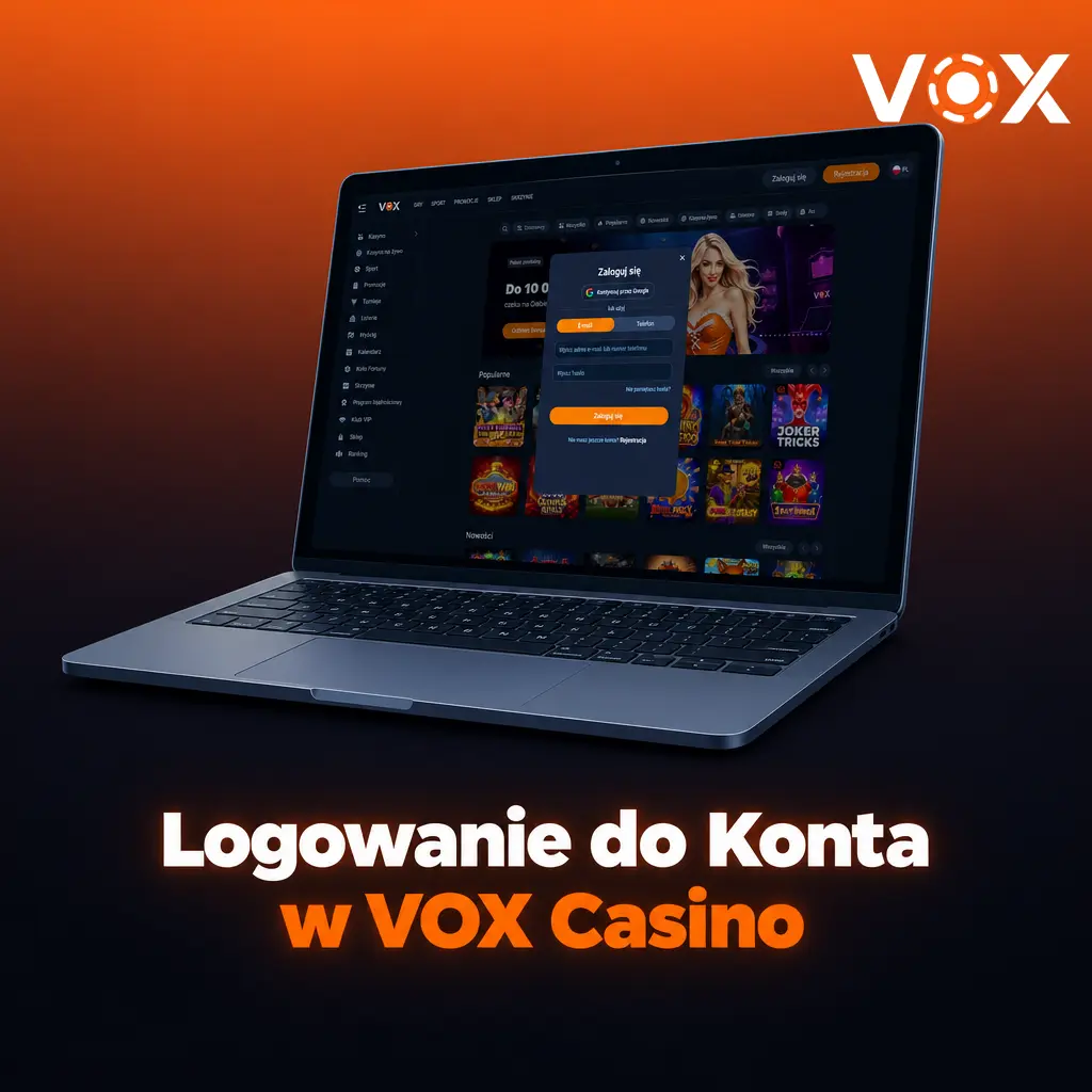 Instrukcja logowania do konta w VOX Casino krok po kroku na stronie i aplikacji mobilnej