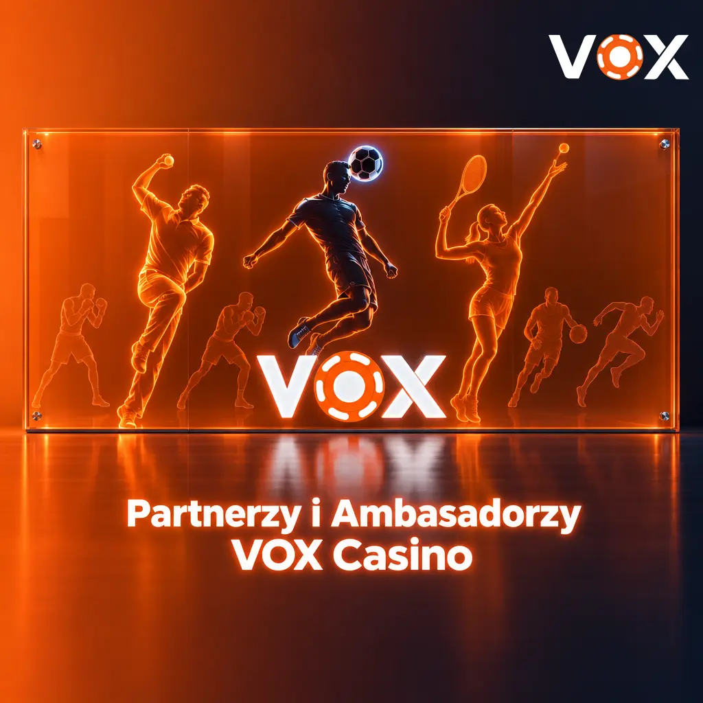 Logo VOX Casino z informacją o braku publicznych danych dotyczących ambasadorów i partnerstw na rynku polskim