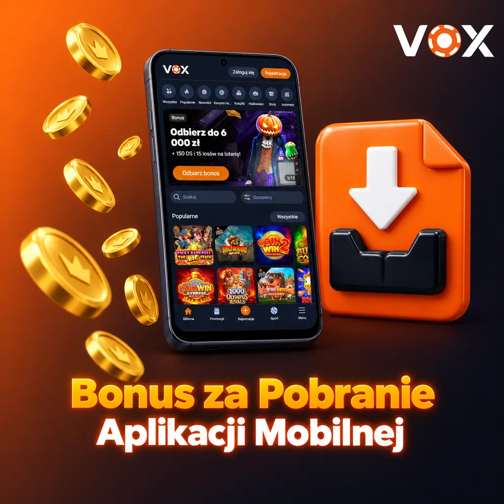 Bonus 50 darmowych spinów VOX Casino za pobranie aplikacji mobilnej na Android i iOS