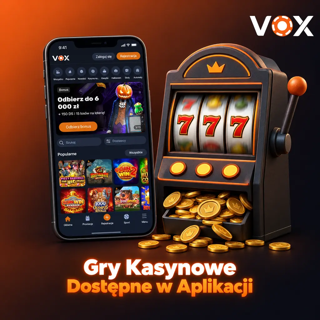 Gry kasynowe w aplikacji VOX Casino: automaty, ruletka live i blackjack od NetEnt, Evolution i Pragmatic Play