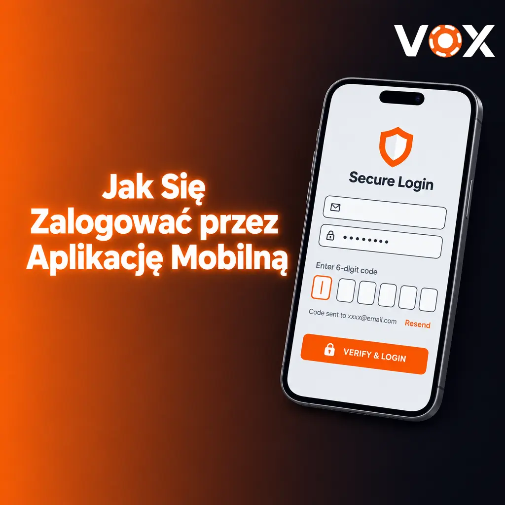 Logowanie do VOX Casino przez aplikację mobilną z opcją Face ID i Touch ID na smartfonie