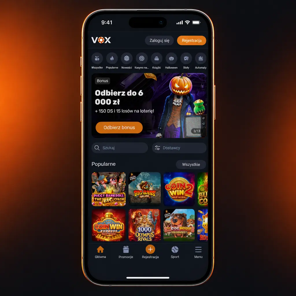 Instrukcja rejestracji konta w aplikacji VOX Casino krok po kroku z bonusem do 10 000 PLN