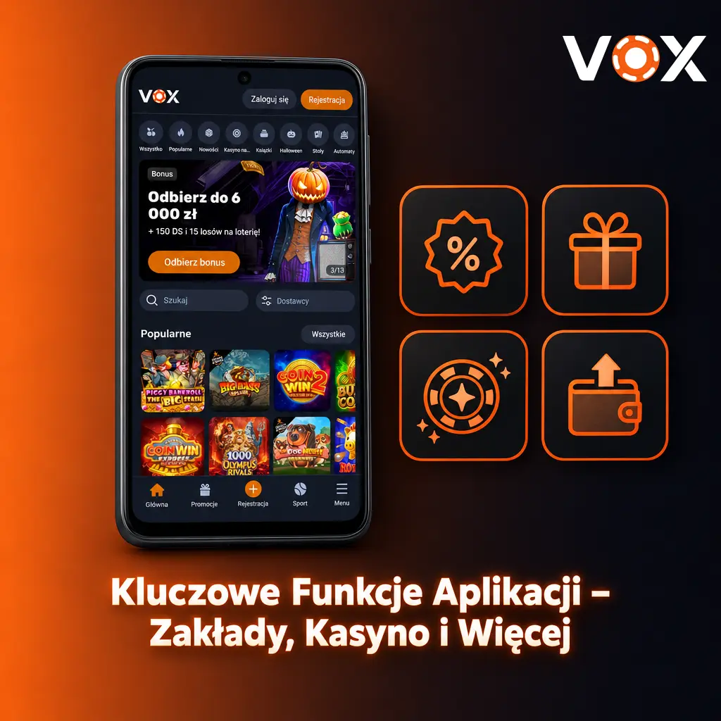 Aplikacja VOX Casino – zakłady sportowe, kasyno online, live streaming i wsparcie 24/7