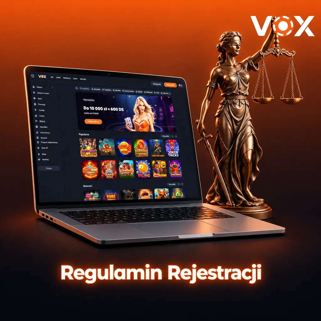 Regulamin rejestracji VOX Casino – zasady konta, danych osobowych i bonusu powitalnego